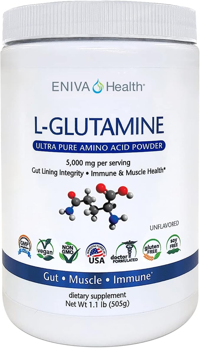 Eniva Health L-Glutamine Pure Powder, Unflavored (101 Servings)