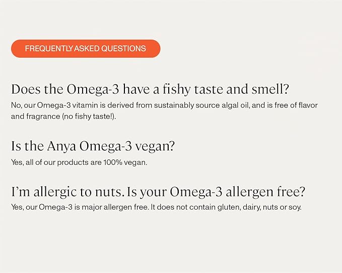 ANYA Omega-3 with 300mg of DHA 100% Vegan,