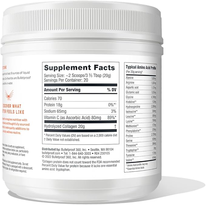 Bulletproof Unflavored Collagen Peptides Powder 14.3 Ounces,