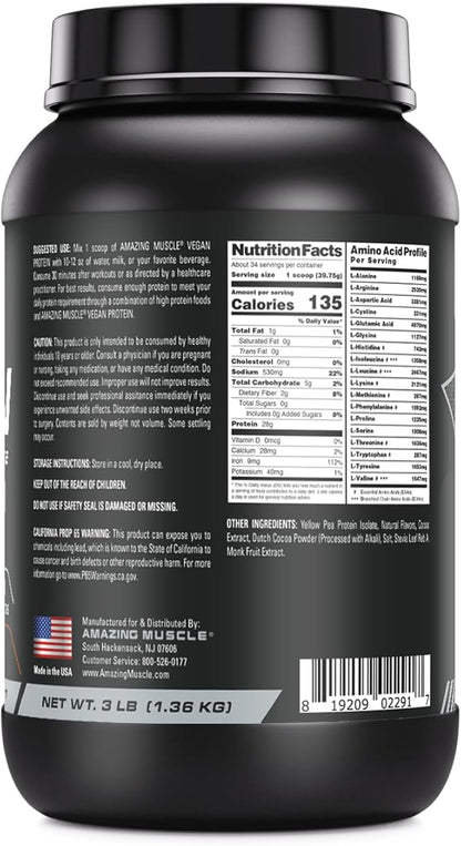 Vegan Protein Powder 28 Grams 34 Servings (3 Lb,