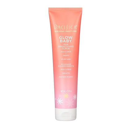 Pacifica Beauty Glow Baby Vitamin C Brightening Body Lotion and AHA Brightening Body Scrub Set, Bath and Body, Vitamin E, Kakadu, Moisturizing, Exfoliating, Hydrating, Vegan, 5 fl oz Each (Set of 2)