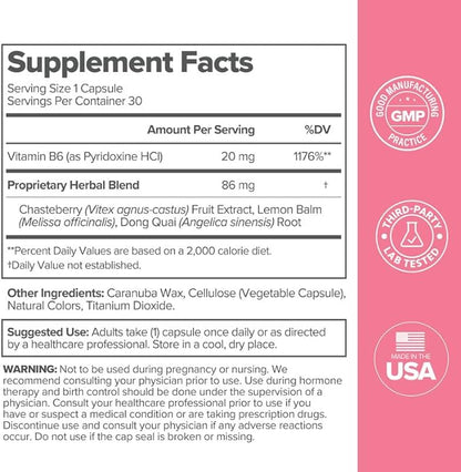 O Positiv FLO PMS Vitamins 30 Servings 1) - B6, &
