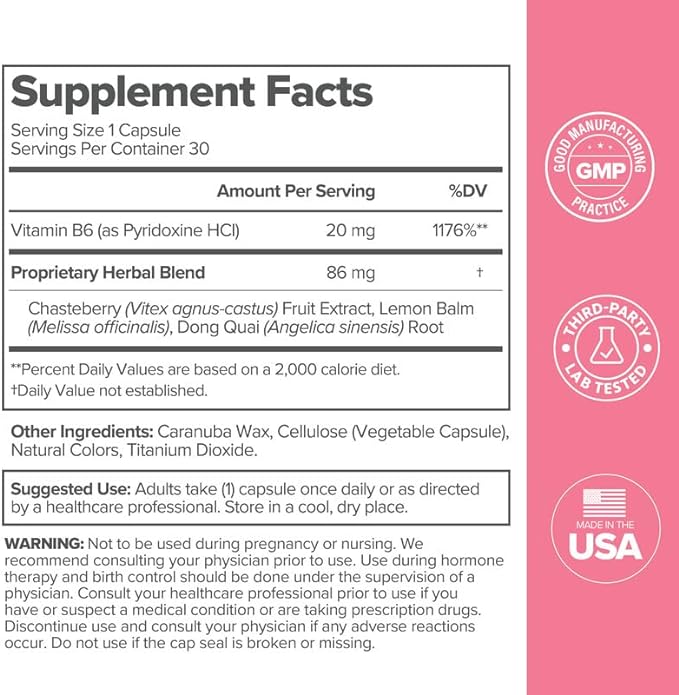 O Positiv FLO PMS Vitamins 30 Servings 3) - B6, &