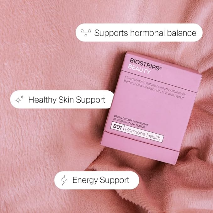 BIOSTRIPS® Hormone Health - Hormone Health for Women - Oral Supplement Strips - 4-in-1 Hormone Harmony - Supports Energy, Skin, Sleep, Hot Flashes - Chasteberry, L-Theanine, Ginseng, Maca Root - 30ct