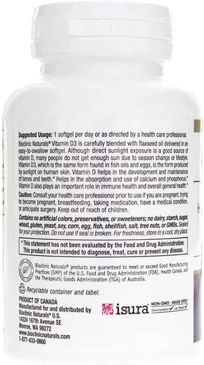 Bioclinic Naturals Vitamin D3 2,000 I.U. 180 Softgels