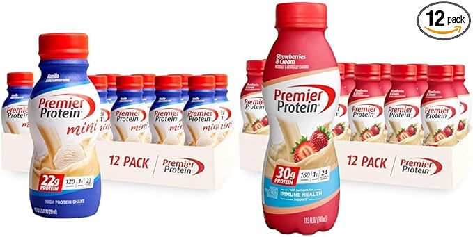 Premier Protein Shake MINIs Vanilla 22g 120 Calories 12 & 30g Protein 160 Calories 12