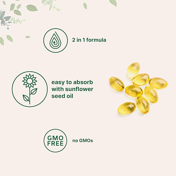Micro Ingredients Vitamin D3 5000 IU K2 100 100 mcg, 300 Soft-Gels K2 MK-7 MK-7 with D3 Vitamin 2 in 1 Support