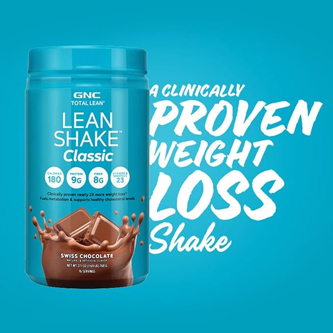 GNC Total Lean Shake 25 Classic | Meal Replacement with Fiber | Fuels Metabolism and Supports Muscle | Swiss Chocolate | 16 Servings