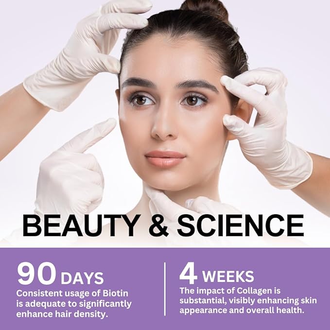 Biotin with Hyaluronic Acid, Collagen and 25000 mcg B1, B2, B2, B3, B3, B6, B6, B7 B7 Complex 60 Capsules