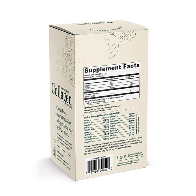 Great Lakes Wellness Collagen Peptides Powder 20 Sticks