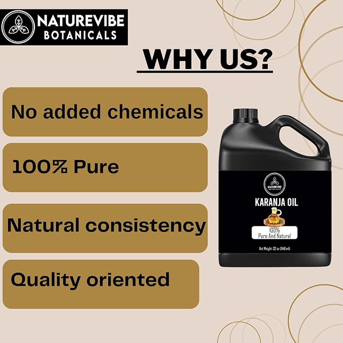 Naturevibe Botanicals Karanja Oil 32 Ounces 100% Pure