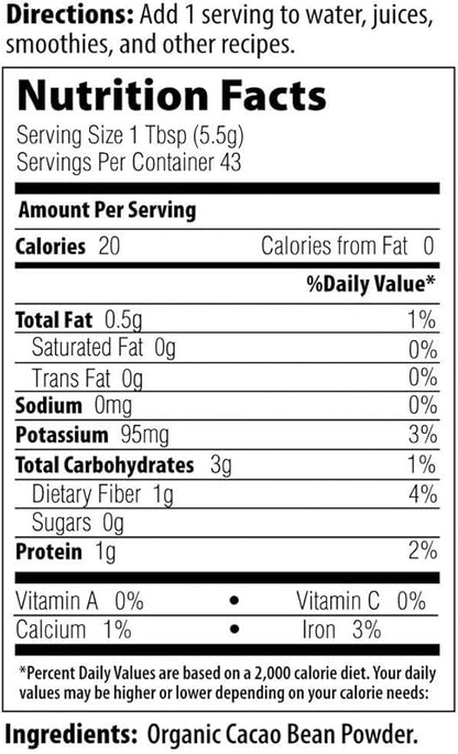 MRM Nutrition Organic Fermented Cacao Powder | Superfood | Antioxidant-rich | Gluten free + vegan | 43 servings