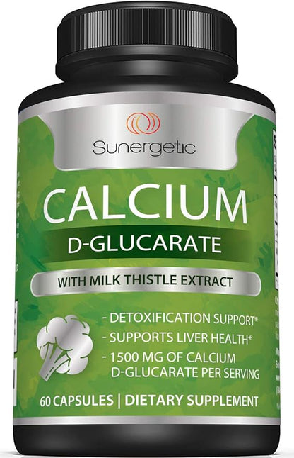 Sunergetic Premium Calcium D-Glucarate Supplement 500mg of 60 Capsules