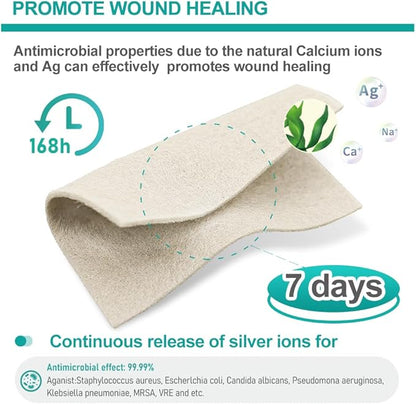 Dimora Upgrade Silver Calcium Alginate Wound Pads,4'' x 4'' Patches 5 Packs