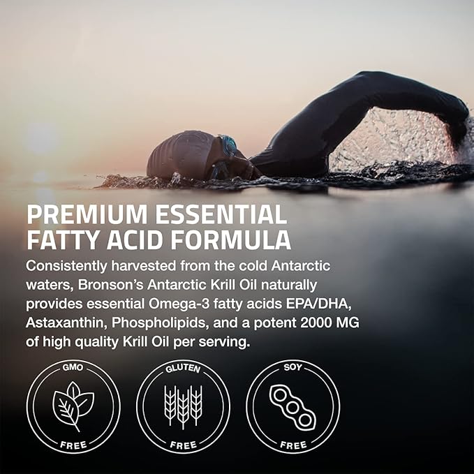 Bronson Antarctic Krill Oil 2000 mg Omega-3s EPA, 120 Softgels (60 Servings)