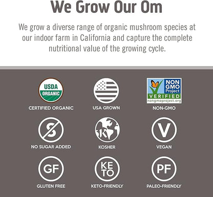 Om Mushroom Superfood Chaga Organic Mushroom Powder, 3.5 Ounce, 50 Servings, US Grown, Sacred Antioxidants & Immune Support, Superfood Mushroom Supplement
