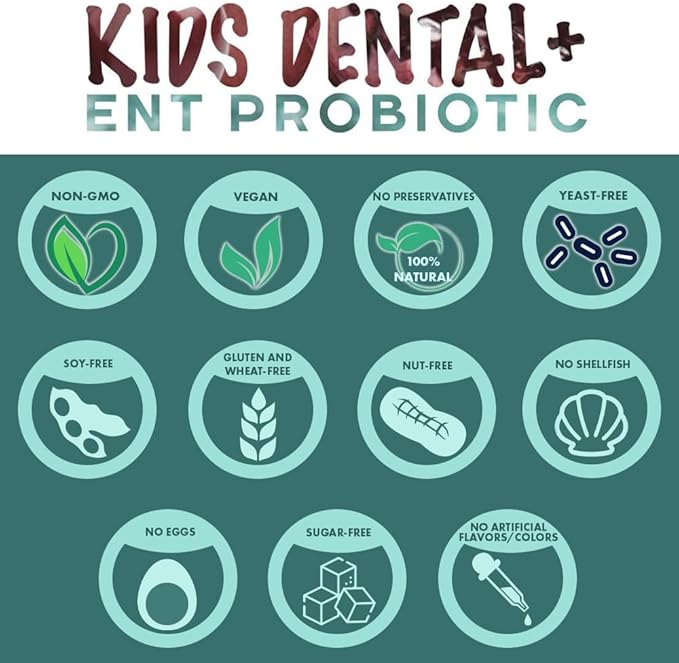 Children's Probiotics, 60 Cherry-Pomegranate Chewables - Easy to Swallow, Helps Digestive & Immune Support, Oral Probiotics for Healthy Teeth and Gums, Bad Breath & ENT Support