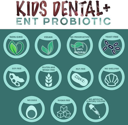 Children's Probiotics, 60 Cherry-Pomegranate Chewables - Easy to Swallow, Helps Digestive & Immune Support, Oral Probiotics for Healthy Teeth and Gums, Bad Breath & ENT Support
