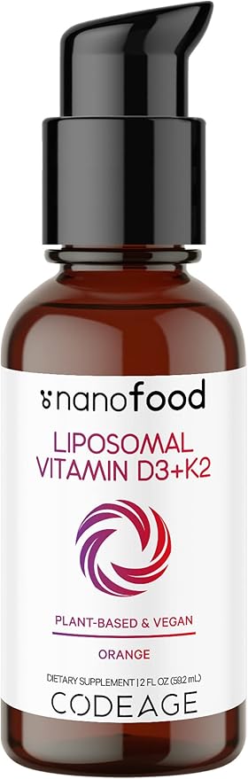 Codeage Liquid Vitamin D3 K2 Supplement, MK-7, Bone 2 fl