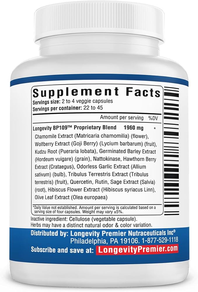 [3-Bottle Value Pack] Longevity Blood Pressure Formula 12+ Natural