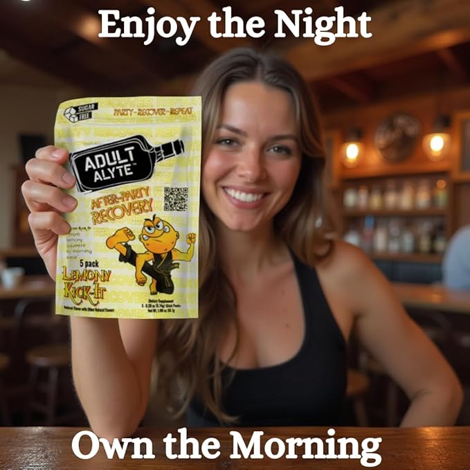After Alcohol Aid Wellness Vitamins I Restore Better Mornings I Dihydromyricetin DHM & B Vitamins Complex I Antioxidants Supplement and Liver Support I 5 Powder Stick Drink Packets I Lemony Kick-It