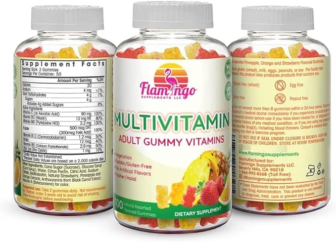 Multivitamin Gummies | Vegan Friendly, Kosher 3 Natural B3, B12, B12, Biotin, 100 Gummies