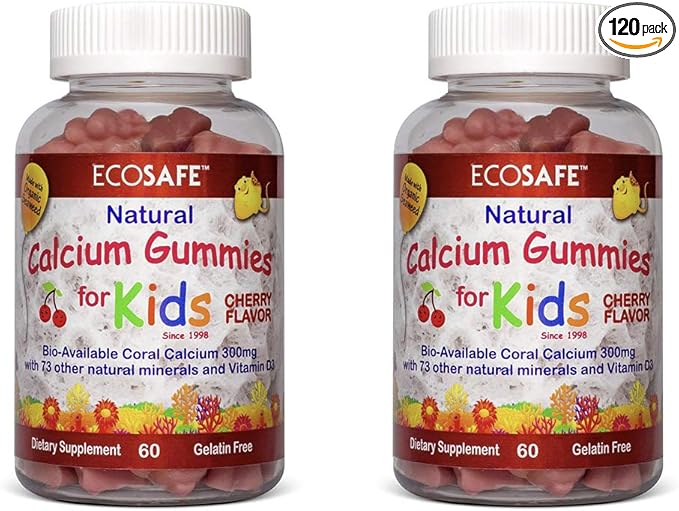 Coral Calcium Vitamin D3 Kids Gummy, 300 mg 800 IU D3-60 Gummies (2 Pack)