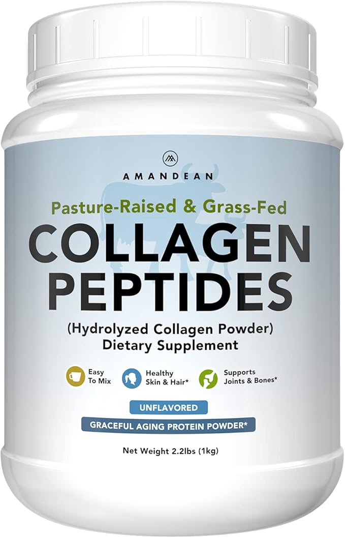 AMANDEAN Collagen Peptides Powder 1kg. Grass-Fed, 1 & 3. Agglomerated, 18 Amino