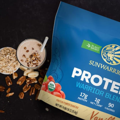 Sunwarrior Vegan Protein Powder Plant-Based USDA Organic | BCAA Amino Acids Hemp Seed | Keto Friendly Soy, Dairy, Gluten, & Synthetic Free Non-GMO | Vanilla 90 Servings 17g