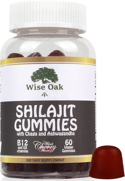 Shilajit Gummies 500mg with Chaga Ashwagandha B12 and D2 Vitamins