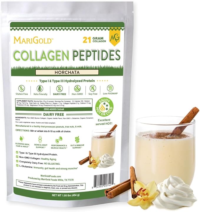 MariGold Grass-fed Collagen Peptides Protein 1LB - 100% Pure,