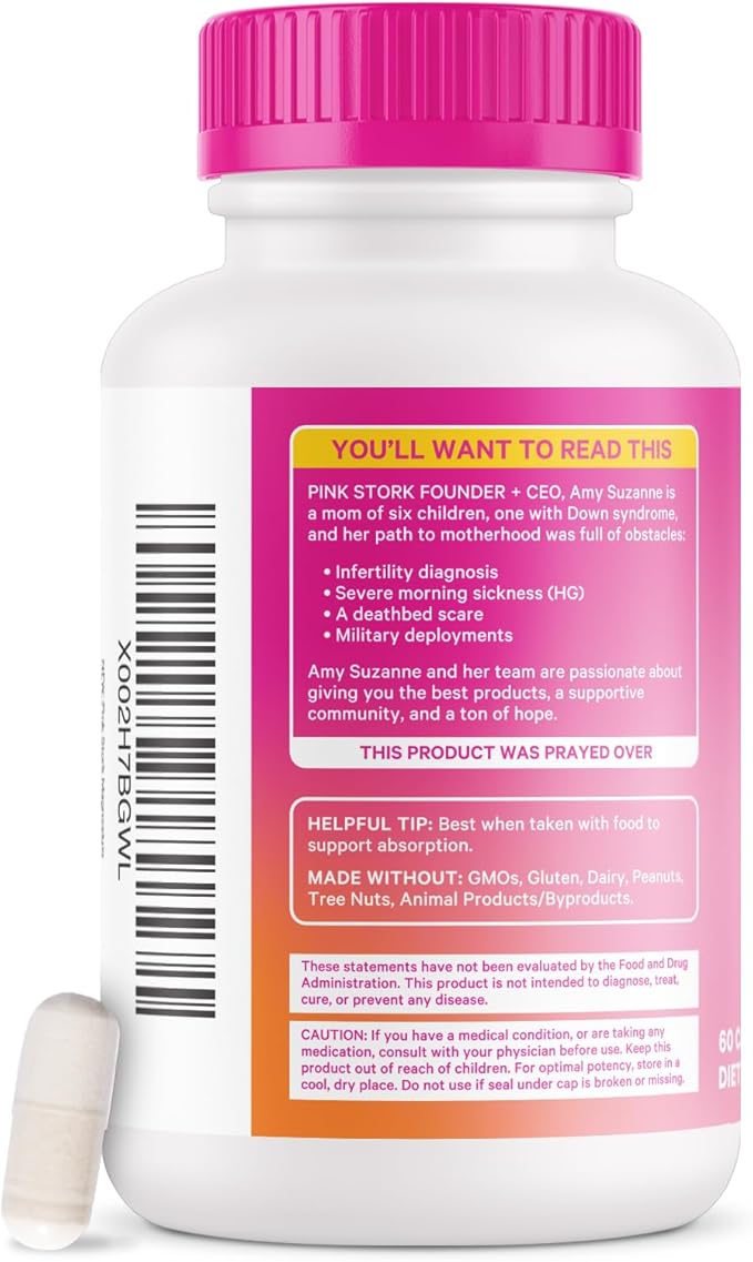 Pink Stork Magnesium Glycinate with Vitamin D - Magnesium Supplement for Women to Support Natural Calm, Mood, and Sleep - Hormone Balance for Women - 60 Capsules, 1 Month Supply