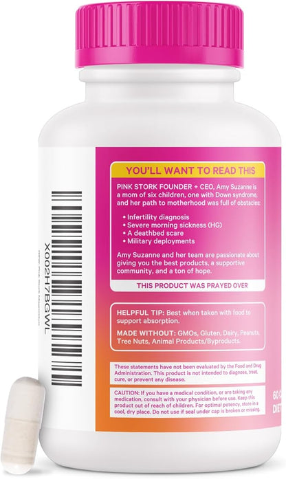 Pink Stork Magnesium Glycinate with Vitamin D - Magnesium Supplement for Women to Support Natural Calm, Mood, and Sleep - Hormone Balance for Women - 60 Capsules, 1 Month Supply