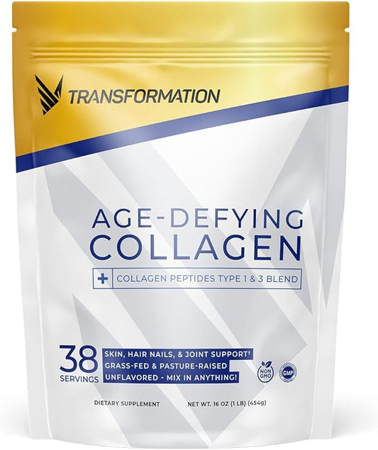 Transformation Grass-Fed Hydrolyzed Collagen Peptides Powder 1 & 3 | 16oz Unflavored
