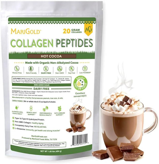 MariGold Grass-fed Collagen Peptides Powder Hot 1LB - 100% Pure,