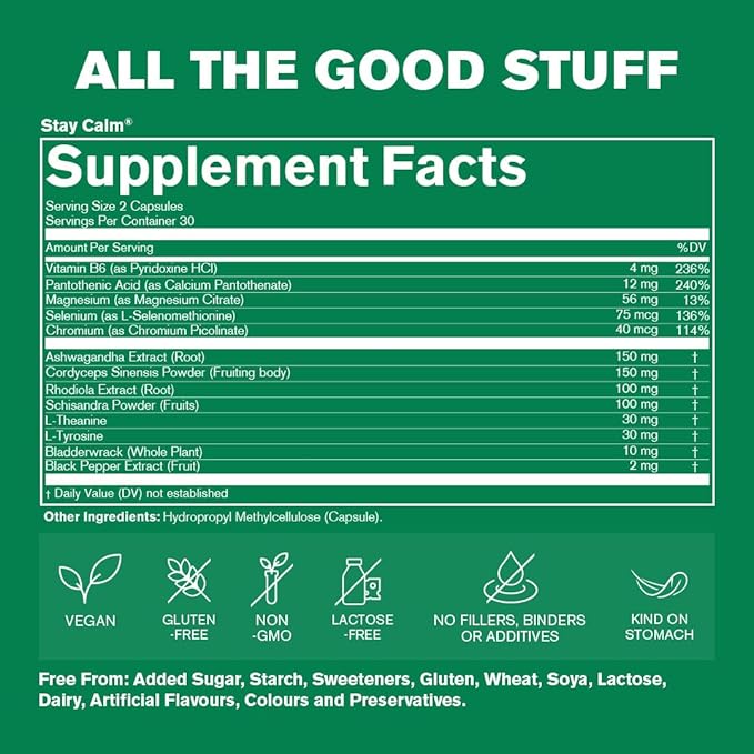 DR.VEGAN Stay Calm Stress Relief Supplement, 60 Supplements