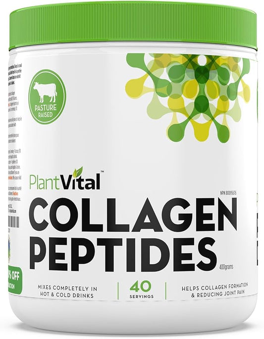 Plantvital Pure Collagen Peptides Powder 100% Grass 40 Servings. 400g - 1