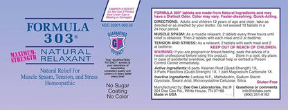 Dee CEE Labs Formula 303 Maximum Strength Tablets, 90 Tablets; All-Natural containing Magnesium for Sore Muscles, Passion Flower, and Valerian Root