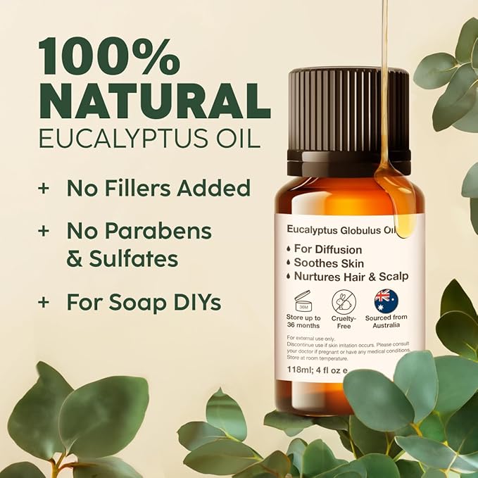 Kukka Eucalyptus Essential Oil for Diffuser 100% Natural (0.34 Fl