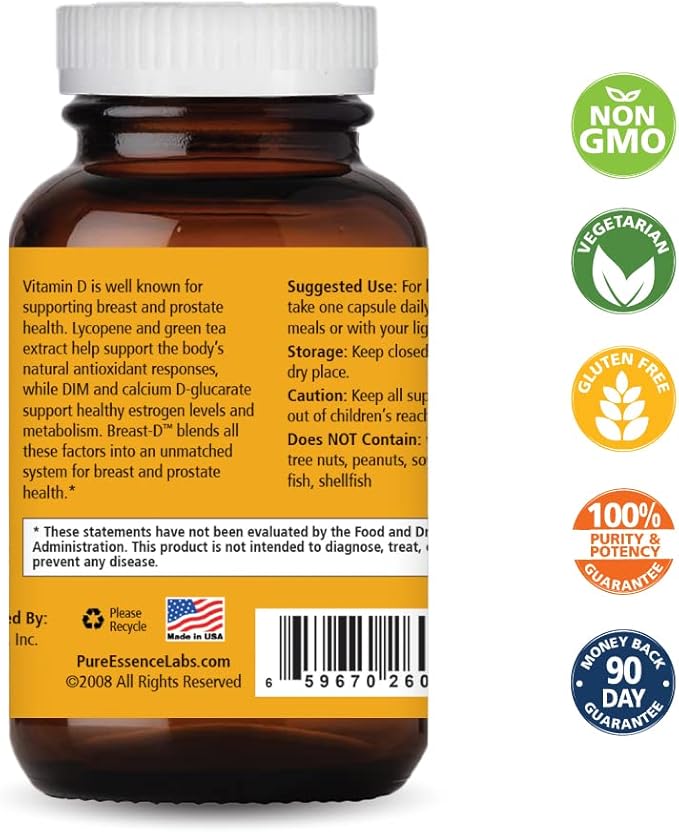 Breast D by Pure Essence D3, Calcium, 30 Capsules