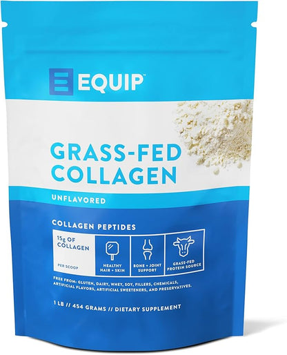 Equip Foods Grass Fed Collagen Powder -100% Hydrolyzed 1 Pound,