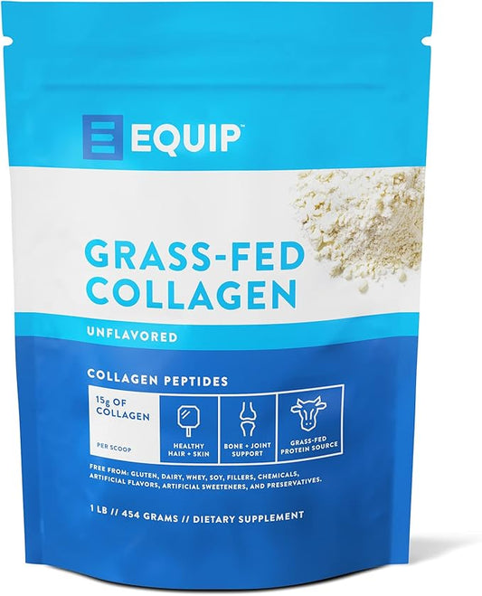 Equip Foods Grass Fed Collagen Powder -100% Hydrolyzed 1 Pound,