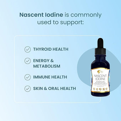 Coco March Nascent Iodine-Magnetized Iodine High Concentration, Thyroid & Metabolism Support, Gluten Free, Keto Friendly, Dairy Free, Soy Free, GMO Free, 1050 mcg Per Serving, 1 fl oz -500 Servings