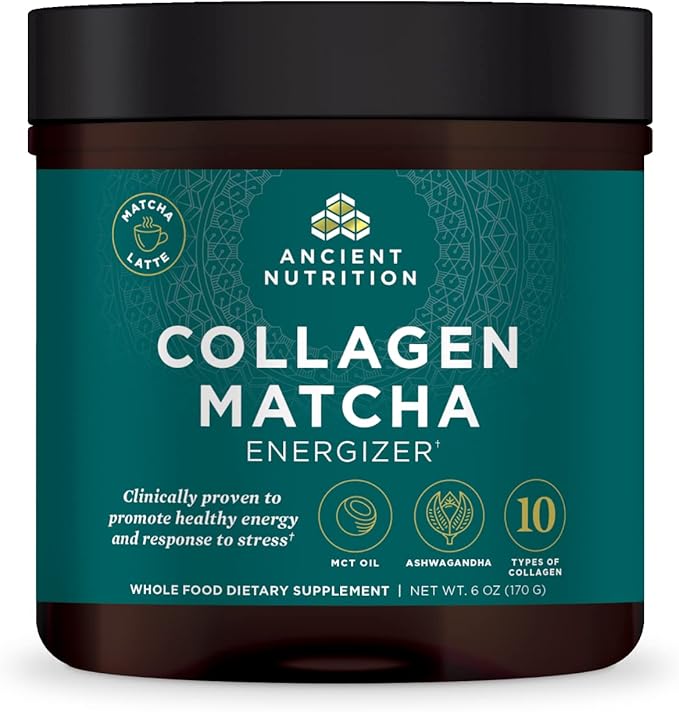 Ancient Nutrition Matcha Powder with Collagen, 20 Servings