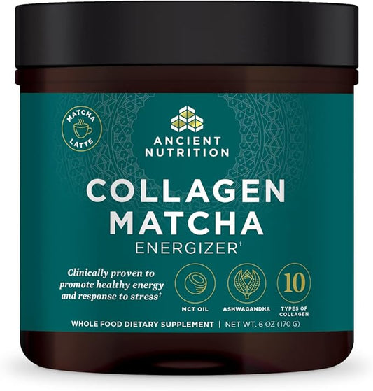 Ancient Nutrition Matcha Powder with Collagen, 20 Servings