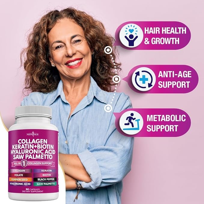 Collagen Pills 1000mg Biotin 10000mcg Keratin 2500mg Hyaluronic 270 Count