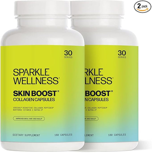 Sparkle Skin Boost Collagen Capsules 2-Pack (180 Pills 30 Days 2500mg Verisol