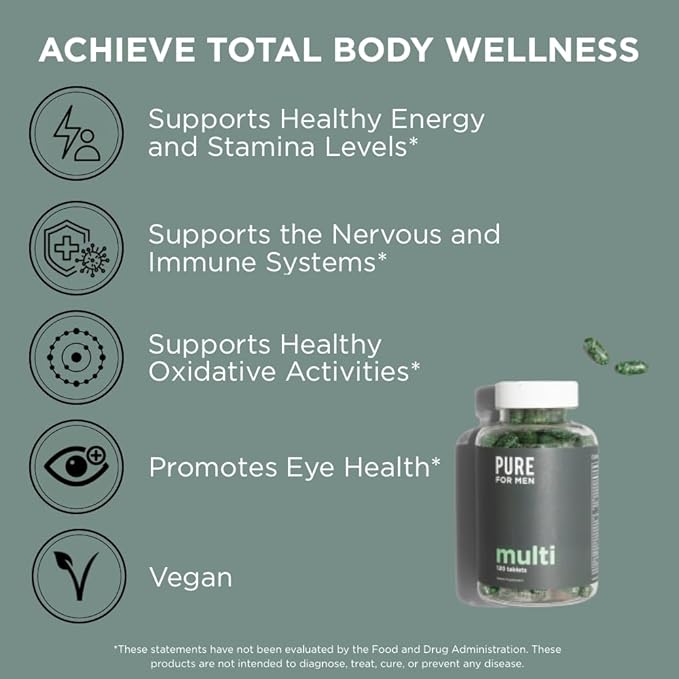 Pure for Men Multivitamin Supplement 42 Fruit 120 Vegan