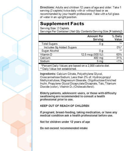 Citracal Petites, 400 mg Calcium Citrate, 12.5 mcg (500 IU) D3, Bone 12+, Smaller 200 Count