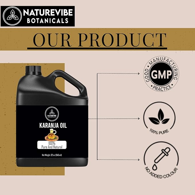 Naturevibe Botanicals Karanja Oil 32 Ounces 100% Pure